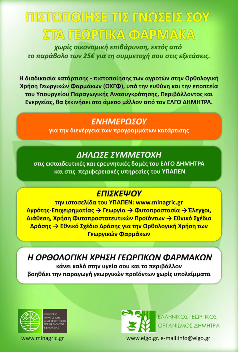 Πιστοποίηση γνώσης στα γεωργικά φάρμακα