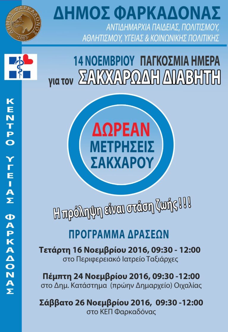 Πρόγραμμα Πρόληψης Σακχαρώδη Διαβήτη με Δωρεάν Μετρήσεις Πρόγραμμα Πρόληψης Σακχαρώδη Διαβήτη με Δωρεάν Μετρήσεις
