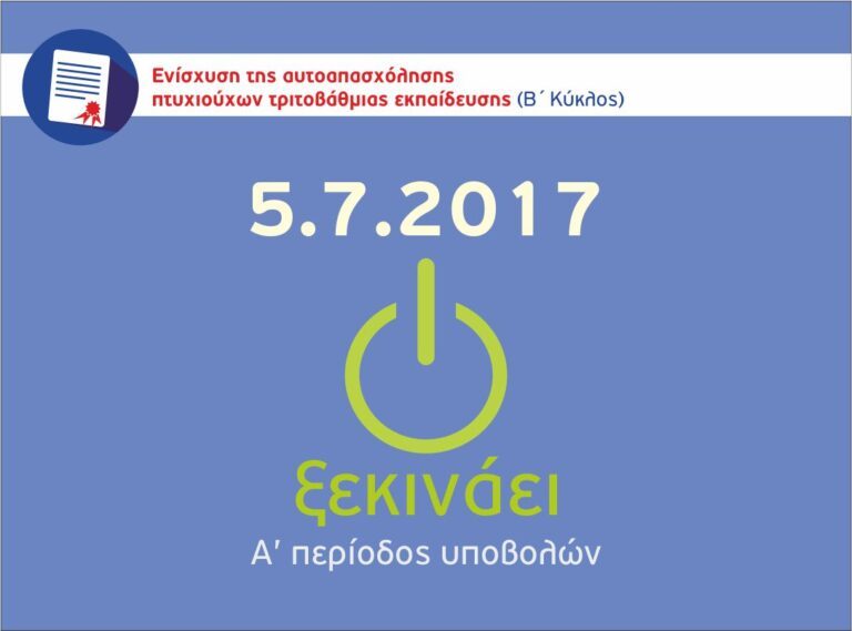 Έναρξη των υποβολών της 1ης περιόδου για τη δράση «Πτυχιούχοι Τριτοβάθμιας Εκπαίδευσης – Β΄Κύκλος» του ΕΠΑνΕΚ ΕΣΠΑ 2014 – 2020